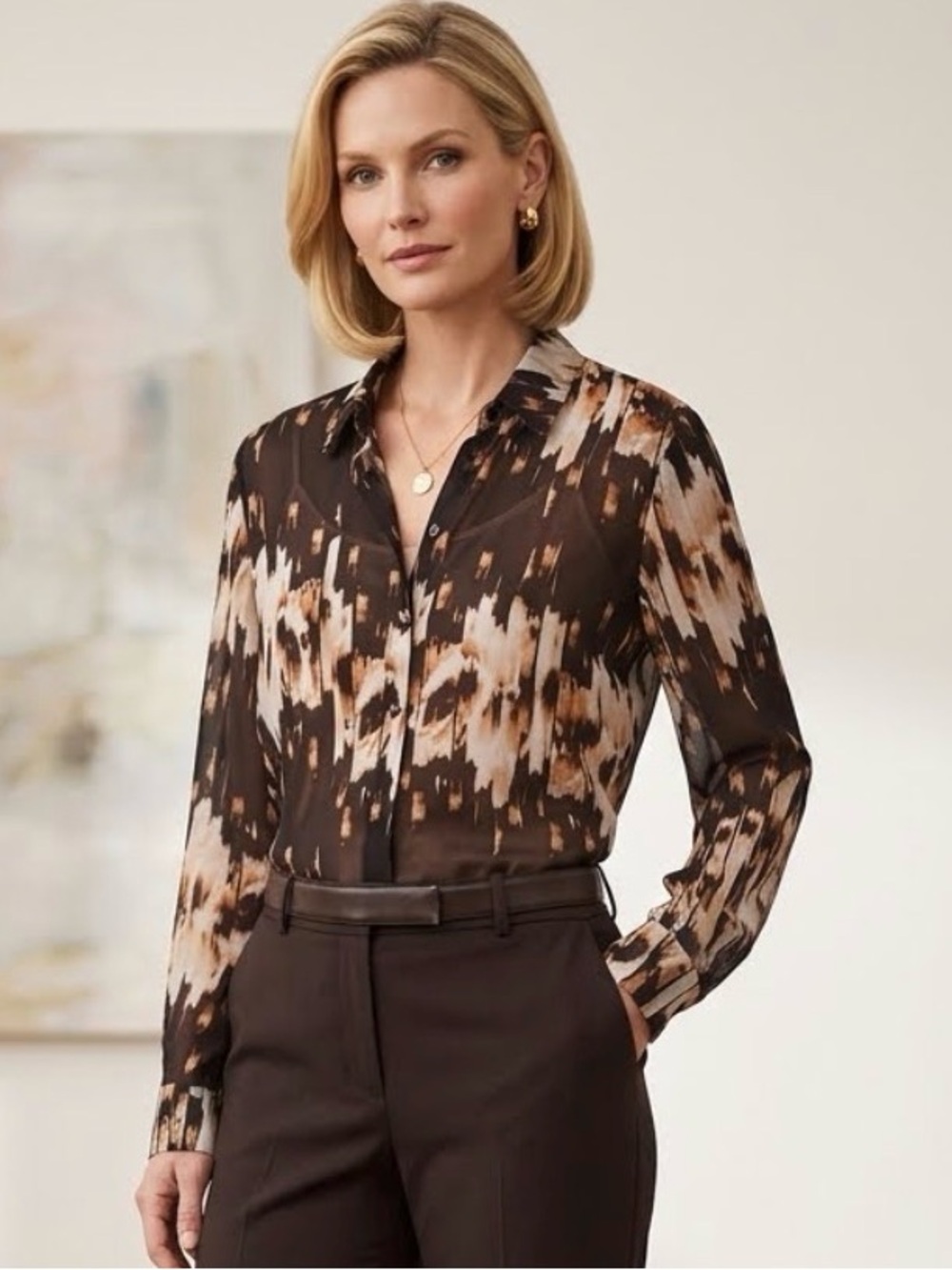 Beautiful Derek Lam for Design Nation sheer blouse button down size medium
